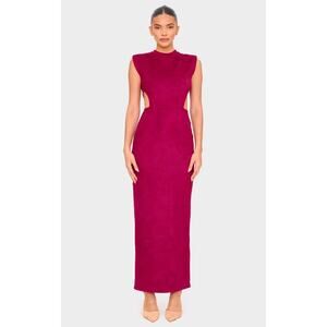 Burgundy Faux Suede Cut Out Maxi Dress size 14